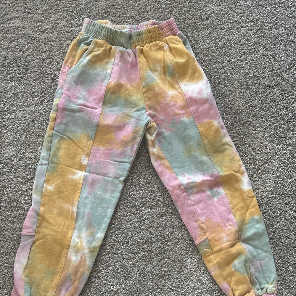 Kids Pastel Tie-Dye Joggers - Pink, Yellow & Blue